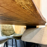 Epoxidharz Baumkante Esstisch Wildeiche 160 cm mit Gestell Wange