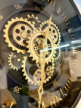 45 cm London Wanduhr schwarz gold  mit Zahnrädern