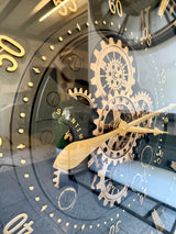 80 cm London XXL Wanduhr schwarz gold  mit Zahnrädern