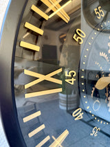 80 cm London XXL Wanduhr schwarz gold  mit Zahnrädern