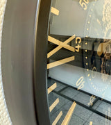 80 cm London XXL Wanduhr schwarz gold  mit Zahnrädern