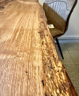 Epoxidharz Baumkante Esstisch Wildeiche 140 cm mit Spider Gestell