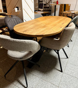 Esstisch Osnabrück Eiche massiv 200 cm in 4 cm Dicke Holz geölt mit Spider Metall Gestell schwarz