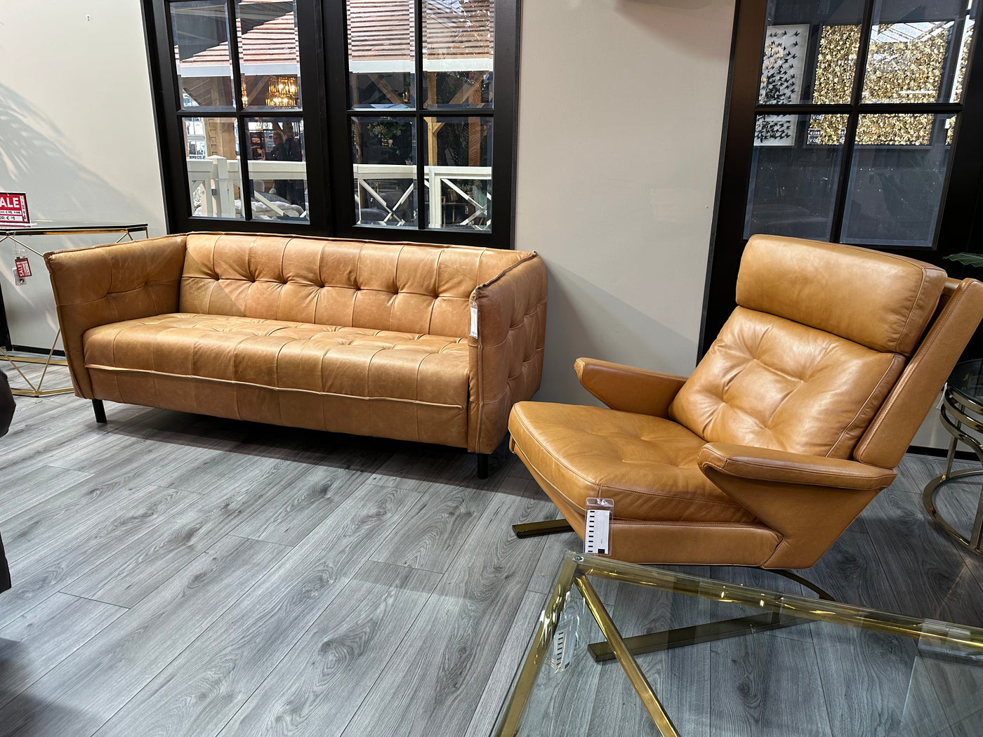 Vintage Kamelleder 3 er Couch Sahara Sofa Echt Leder Chesterfield Cognac