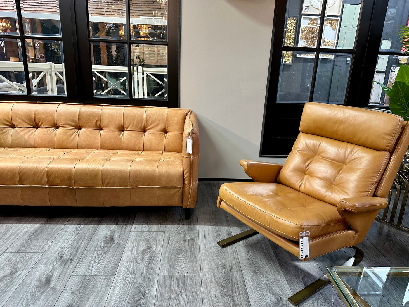 Vintage Kamelleder 3 er Couch Sahara Sofa Echt Leder Chesterfield Cognac