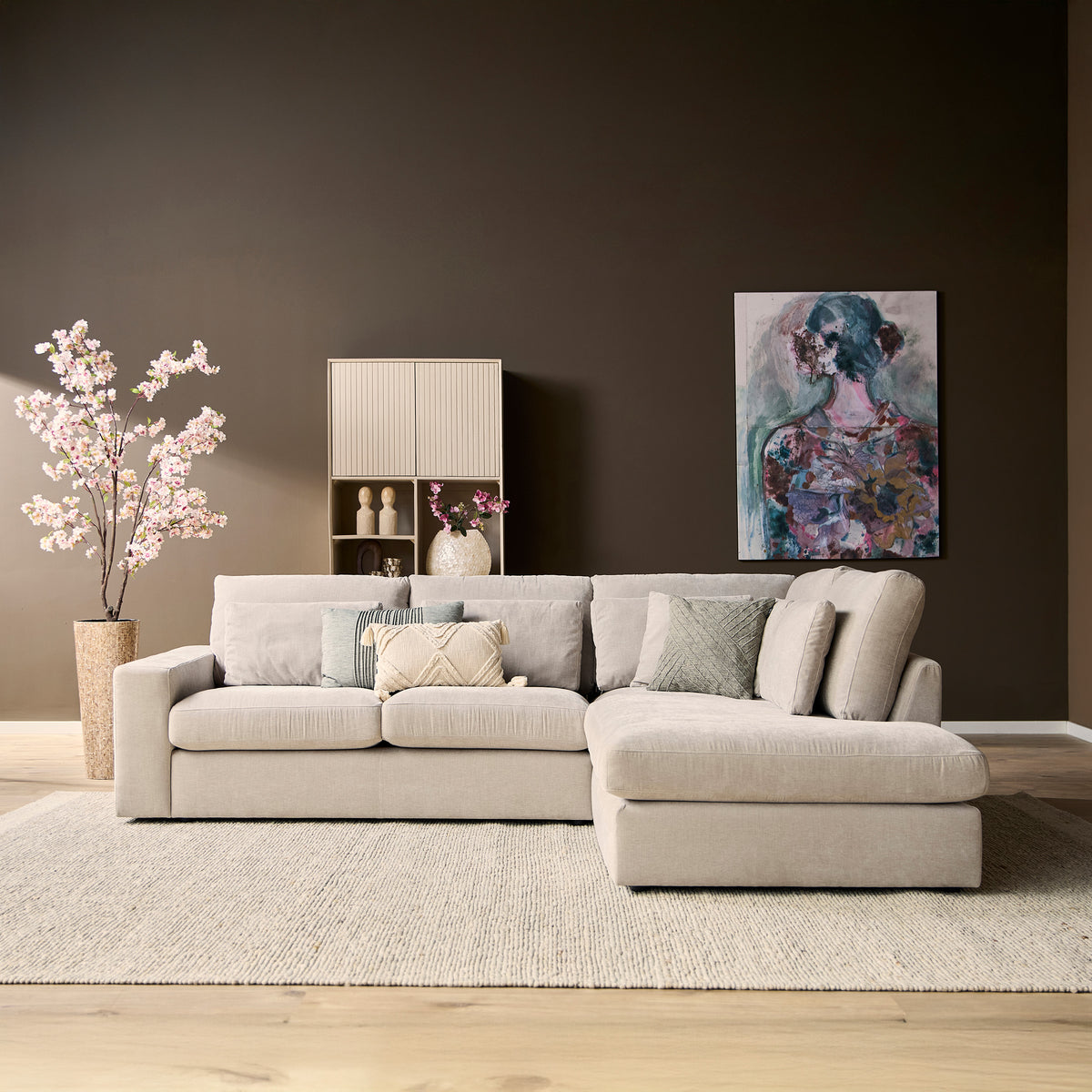 MySofa Jesse Ecksofa Beige 2,5 Sitzer + Divan rechts