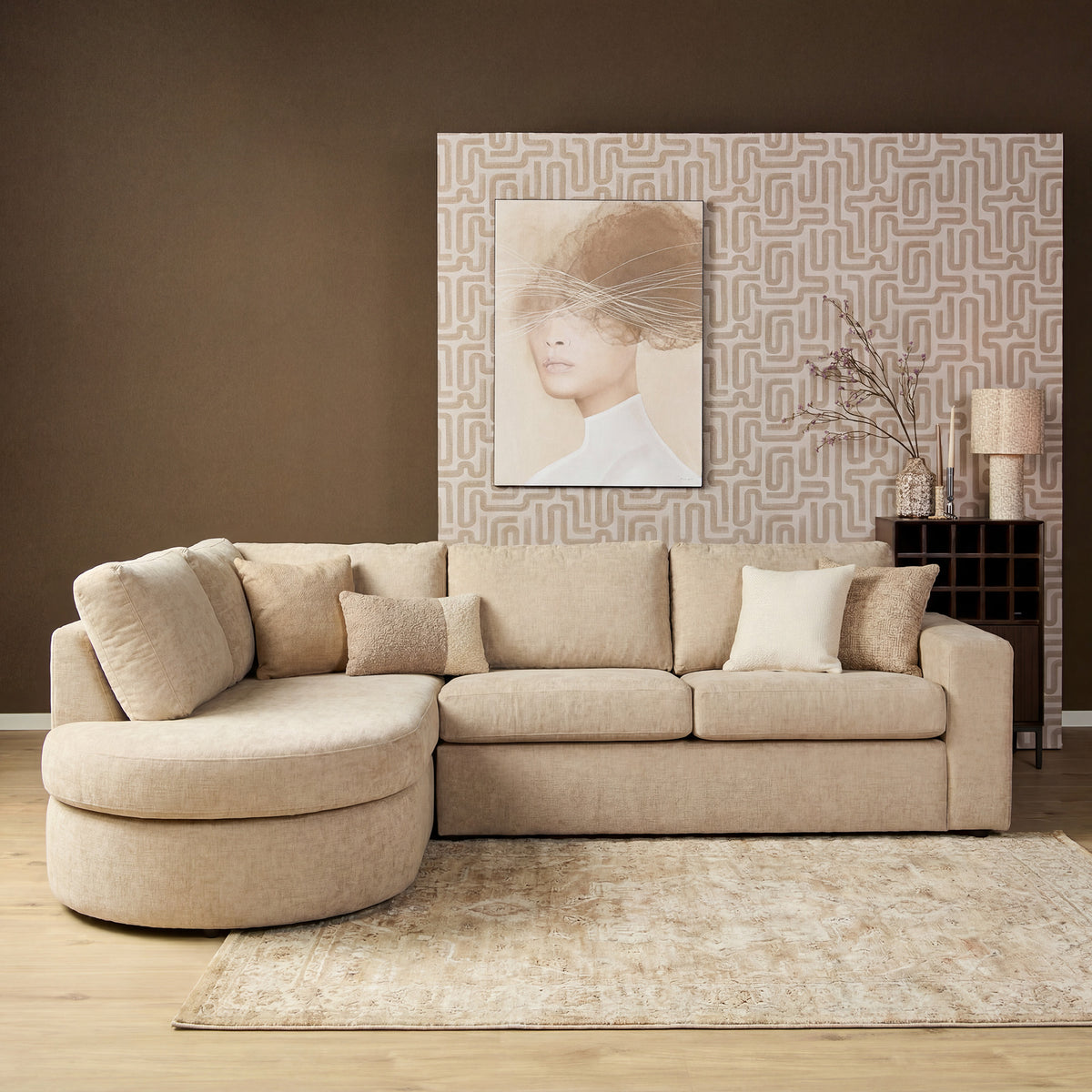 MySofa Alma Ecksofa Rosa 2,5 Sitzer + Divan rechts
