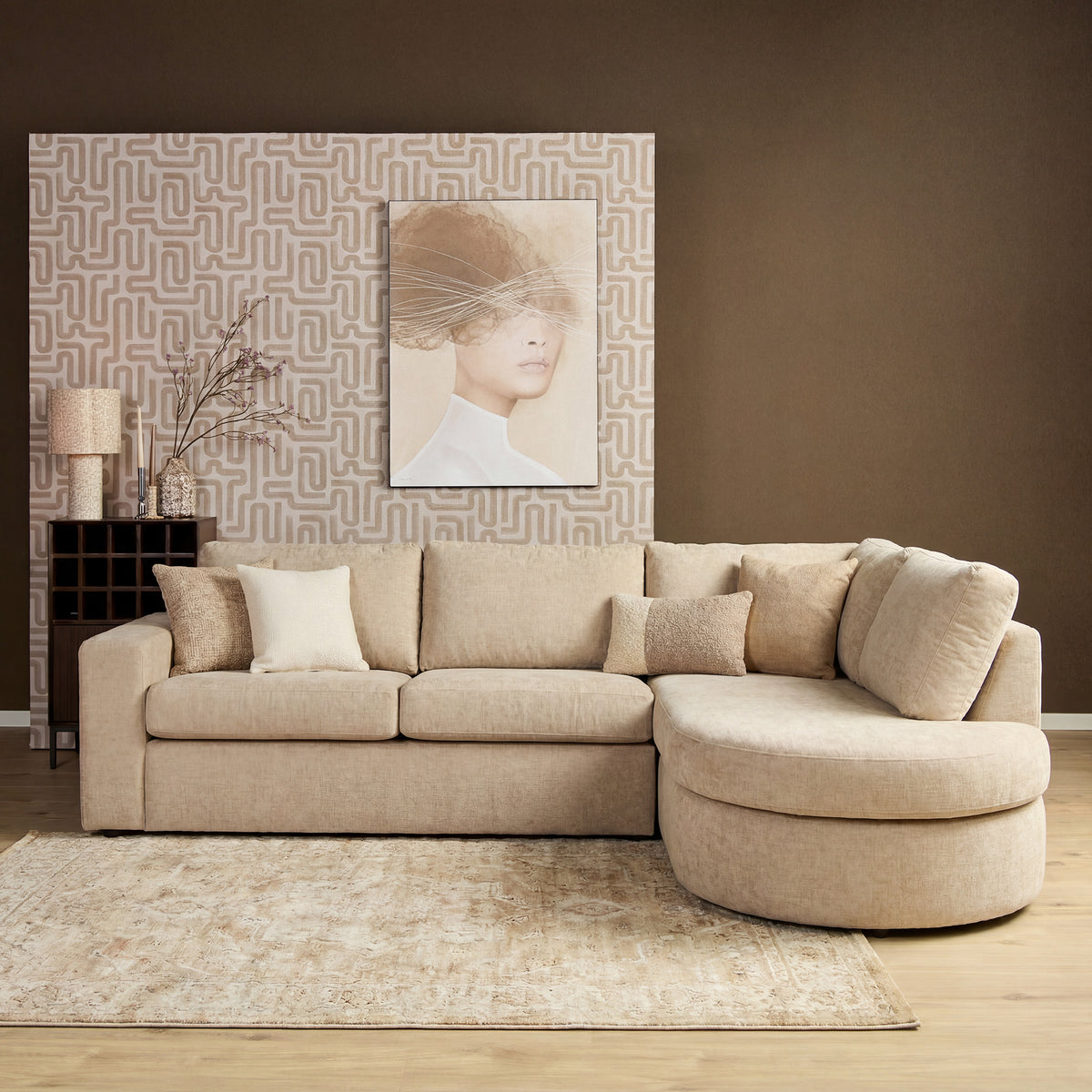 MySofa Alma Ecksofa Rosa 2,5 Sitzer + Divan rechts