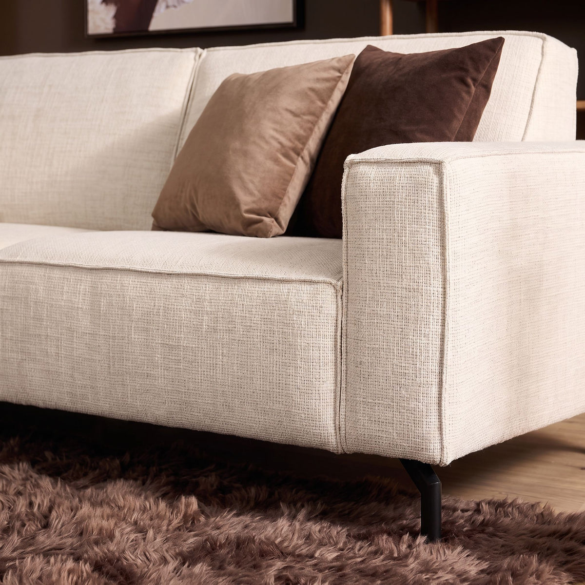MySofa Floris Ecksofa Baltimore Beige Divan links + 2,5 Sitzer