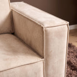MySofa Floris Ecksofa Samt Beige Divan links + 2,5 Sitzer
