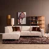 MySofa Floris Ecksofa Samt Beige Divan links + 2,5 Sitzer