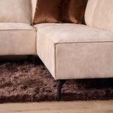 MySofa Floris Ecksofa Samt Beige 2,5 Sitzer + Divan rechts