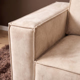 MySofa Floris Ecksofa Samt Beige 2,5 Sitzer + Divan rechts