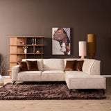 MySofa Floris Ecksofa Samt Beige 2,5 Sitzer + Divan rechts