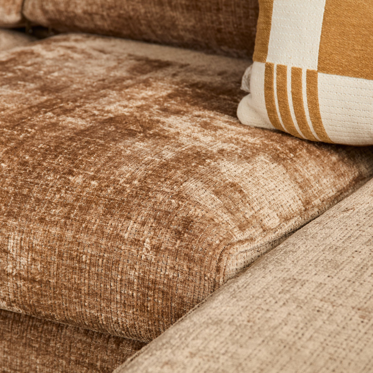 MySofa Teddy Ecksofa Cinnamon 2,5 Sitzer + Divan rechts