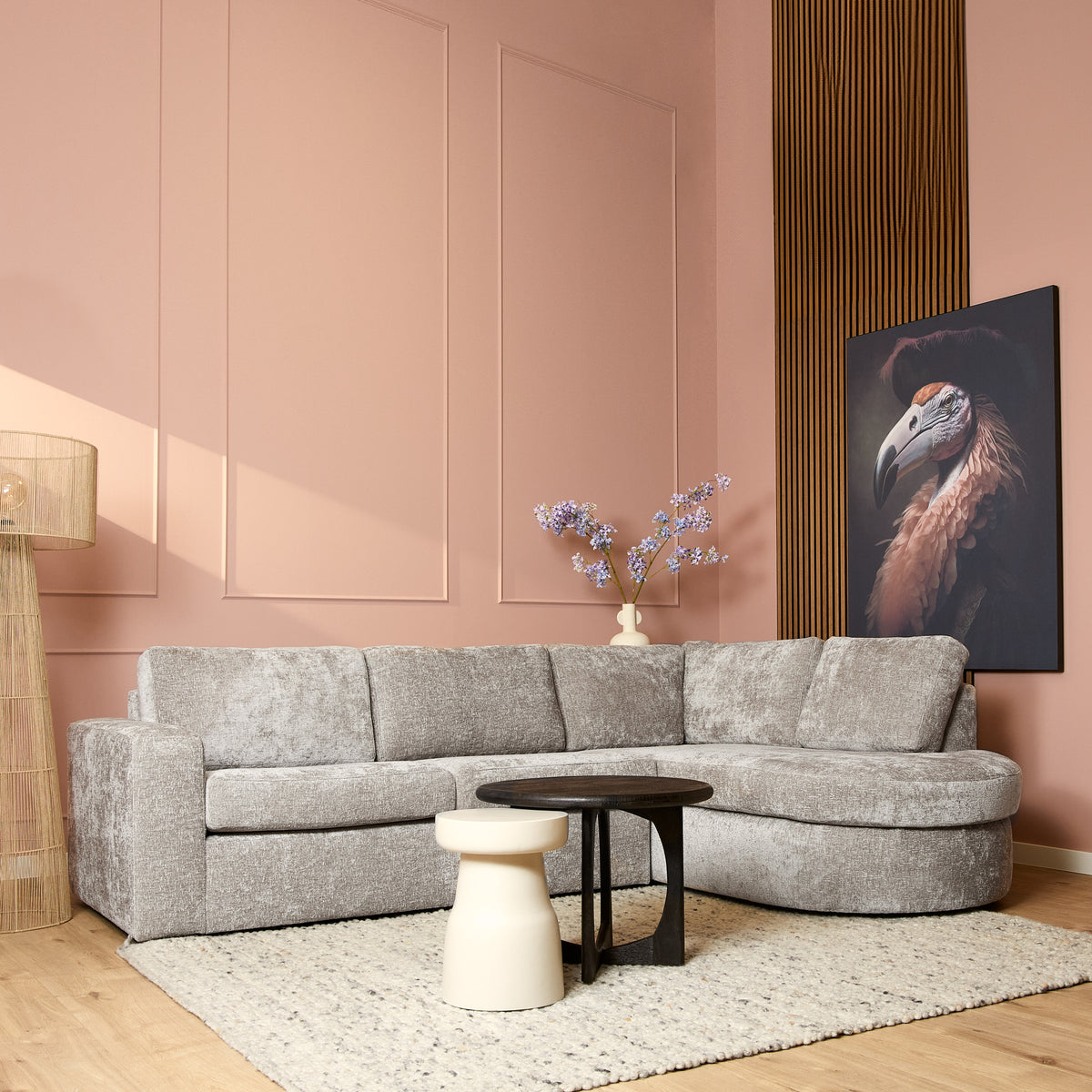 MySofa Alma Ecksofa Greige 2,5 Sitzer + Divan rechts
