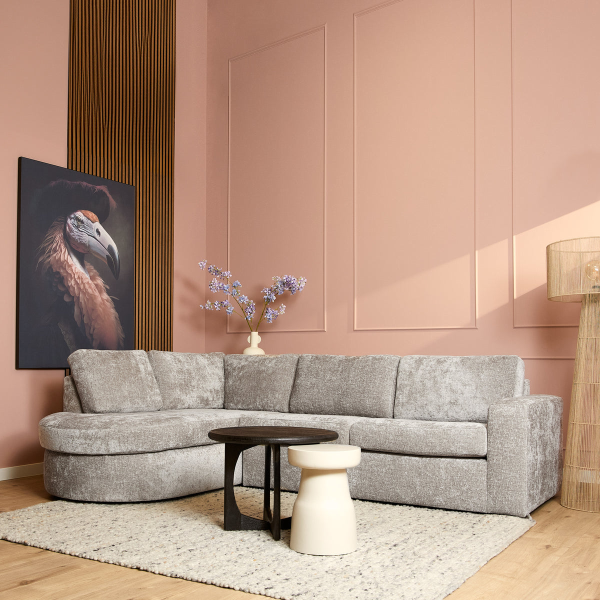 MySofa Alma Ecksofa Greige Divan links + 2,5 Sitzer