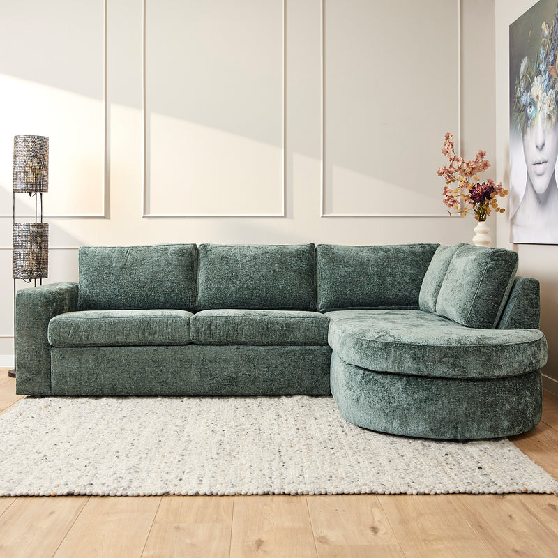 MySofa Alma Ecksofa Grün 2,5 Sitzer + Divan rechts