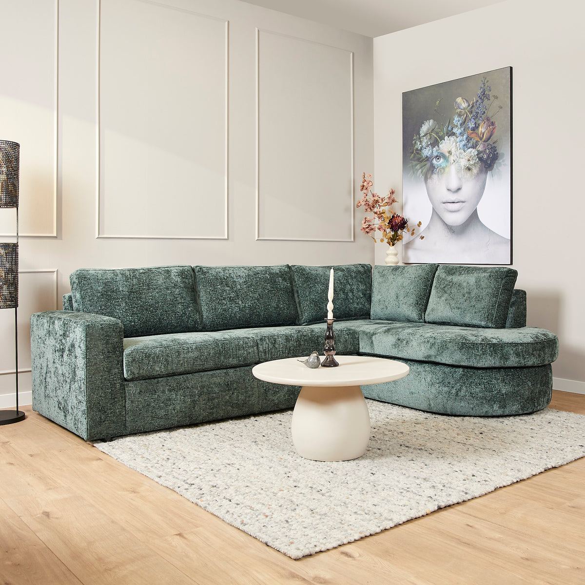 MySofa Alma Ecksofa Grün 2,5 Sitzer + Divan rechts