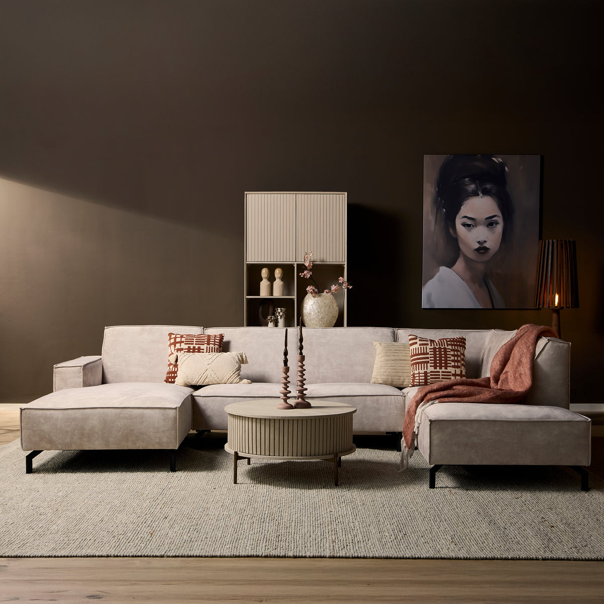 MySofa Floris U-Sofa Samt Beige