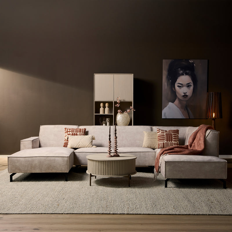 MySofa Floris U-Sofa Samt Beige
