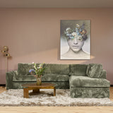 MySofa Teddy Ecksofa Grün 2,5 Sitzer + Divan rechts