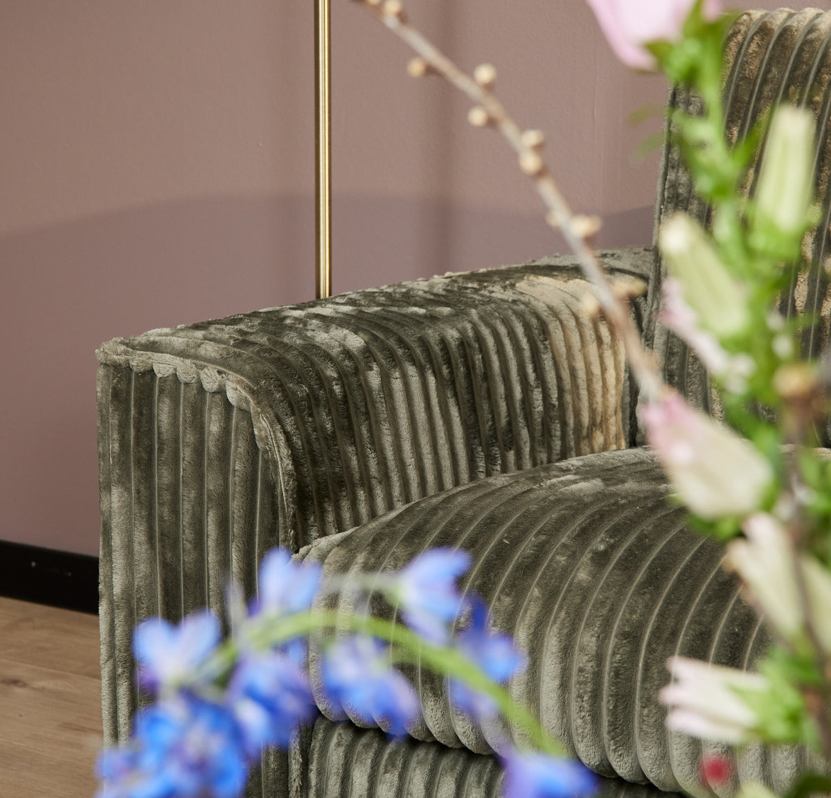 MySofa Teddy Ecksofa Grün 2,5 Sitzer + Divan rechts