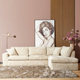 MySofa Teddy Ecksofa Beige 2,5 Sitzer + Divan rechts