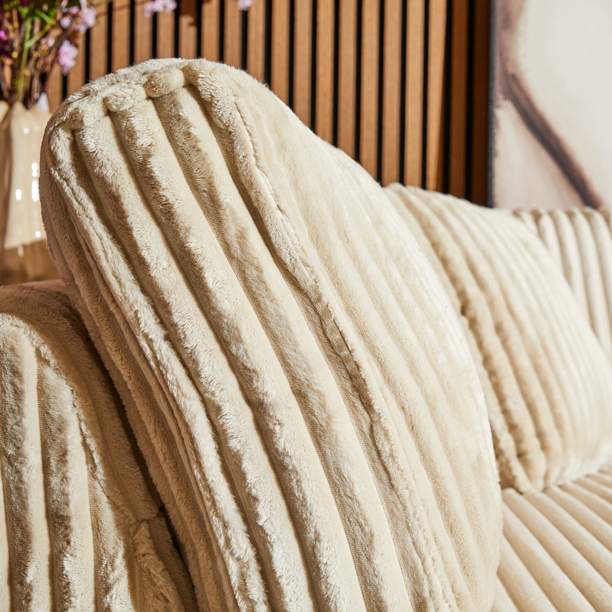 MySofa Teddy Ecksofa Beige 2,5 Sitzer + Divan rechts