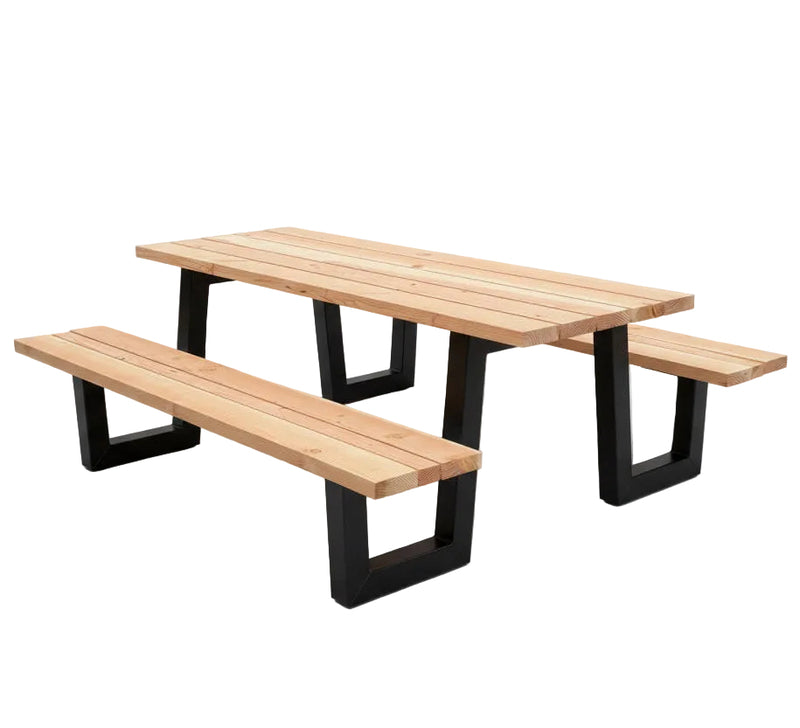 Table de pique-nique en métal Douglas W avec piètement noir thermolaqué galvanisé 9 tailles de 180 à 400 cm