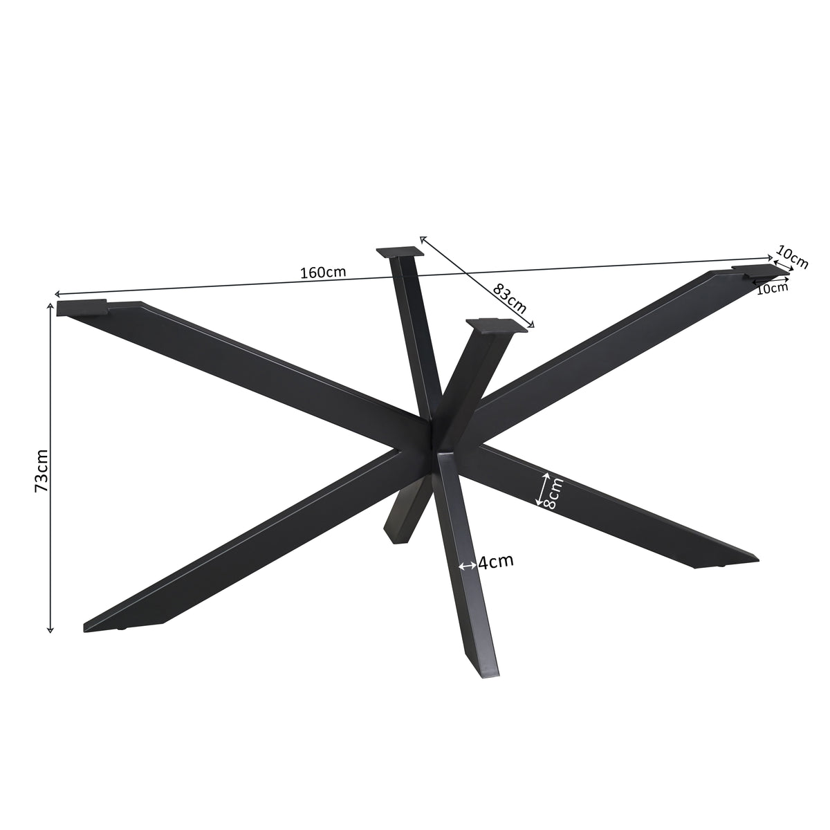 Matrix-Tischgestell Schwarz oval/rechteckig 160 cm Rohr 4x8 cm