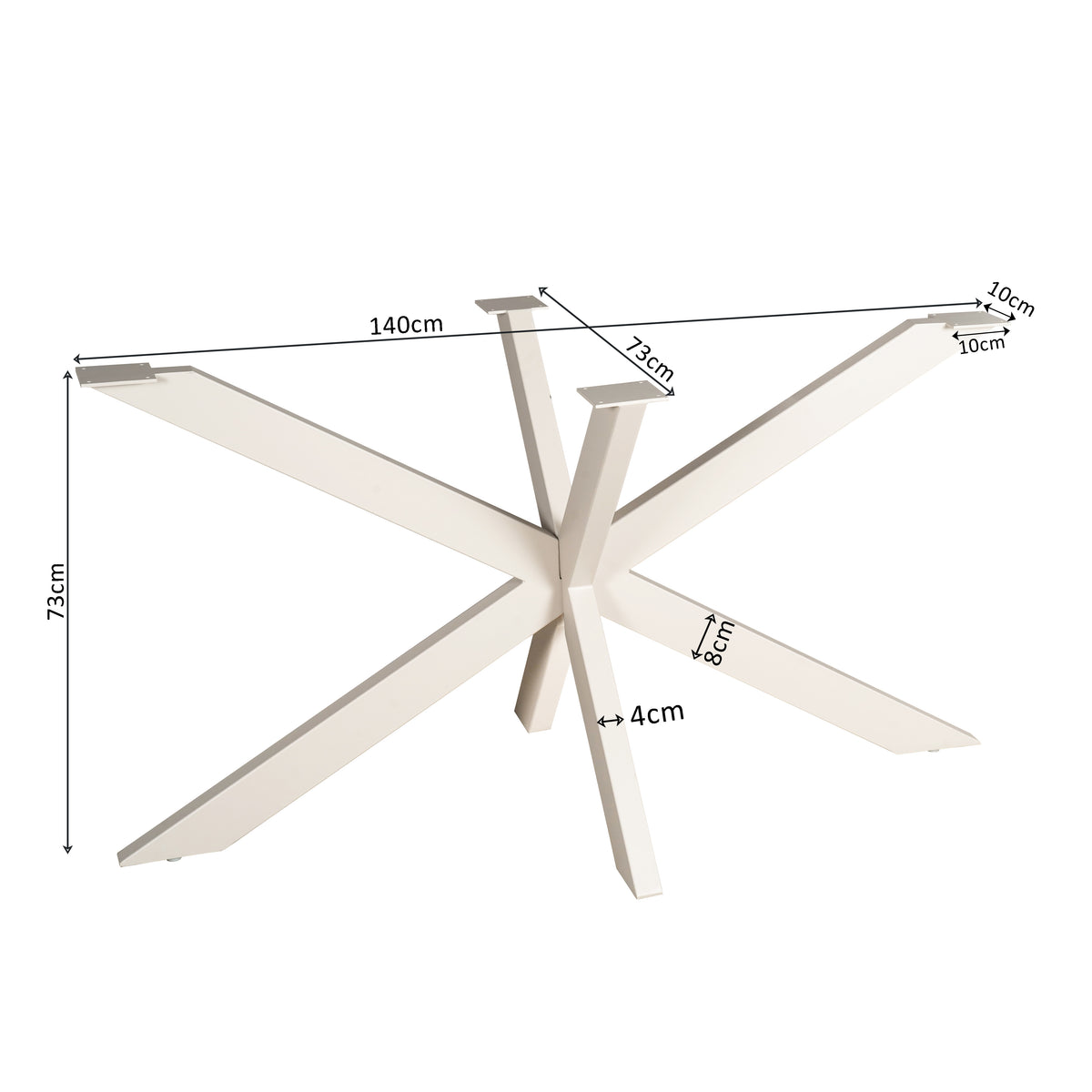 Matrix-Tischgestell Sand oval/rechteckig 140 cm Rohr 4x8 cm