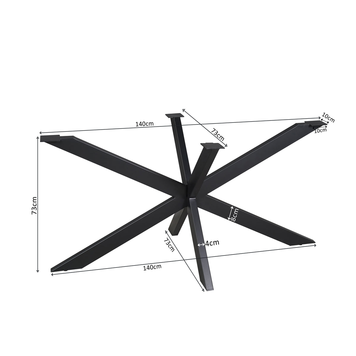 Matrix-Tischgestell Schwarz oval/rechteckig 140 cm Rohr 4x8 cm