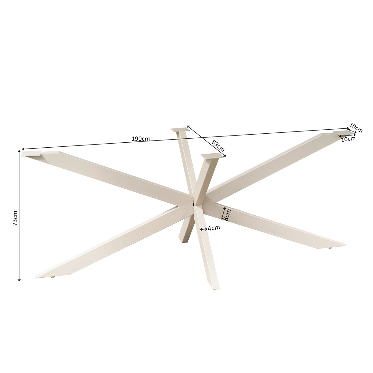 Matrix-Tischgestell Sand oval/rechteckig 190 cm Rohr 4x8 cm
