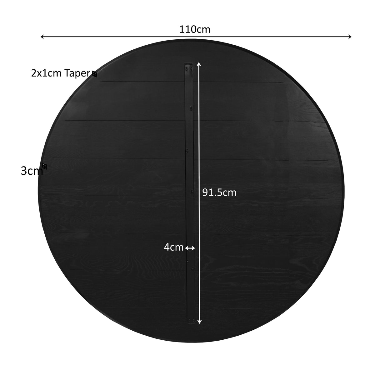 Tischplatte Eichenholz Ferris rund Schwarz in 3 Größen