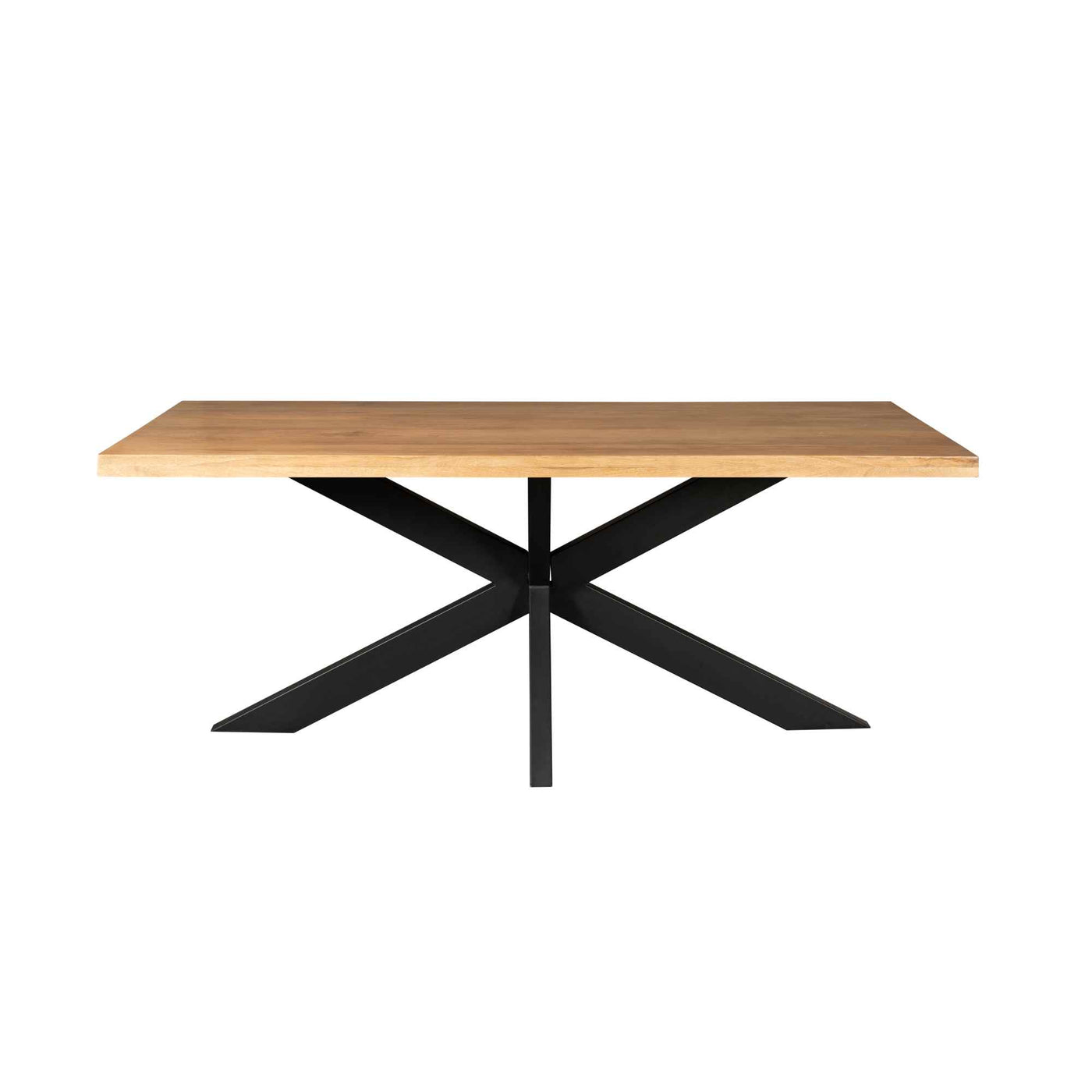 Table de salle à manger Denber en bois de manguier de 160 à 300 cm en 6 cm avec piètement araignée