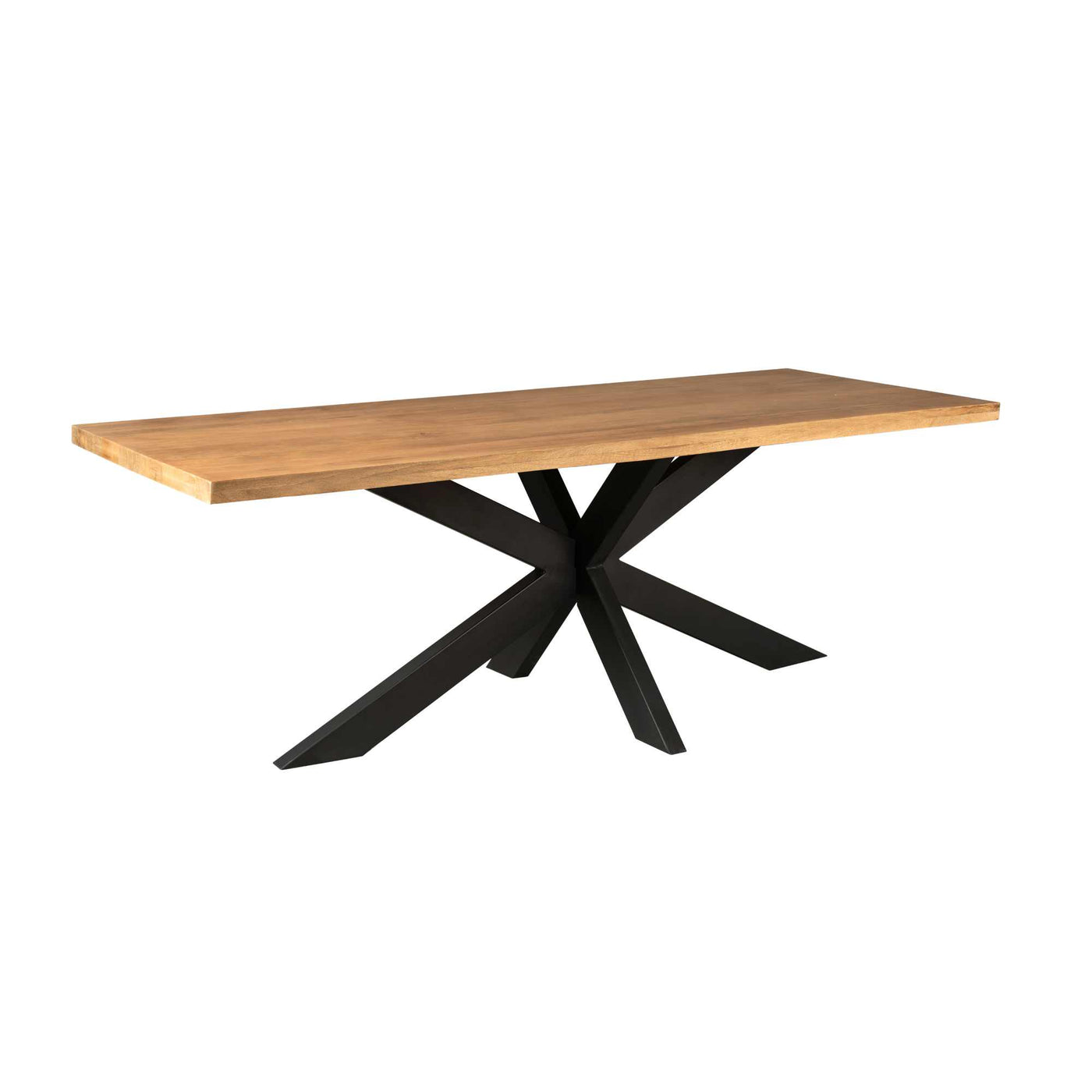 Table de salle à manger Denber en bois de manguier de 160 à 300 cm en 6 cm avec piètement araignée