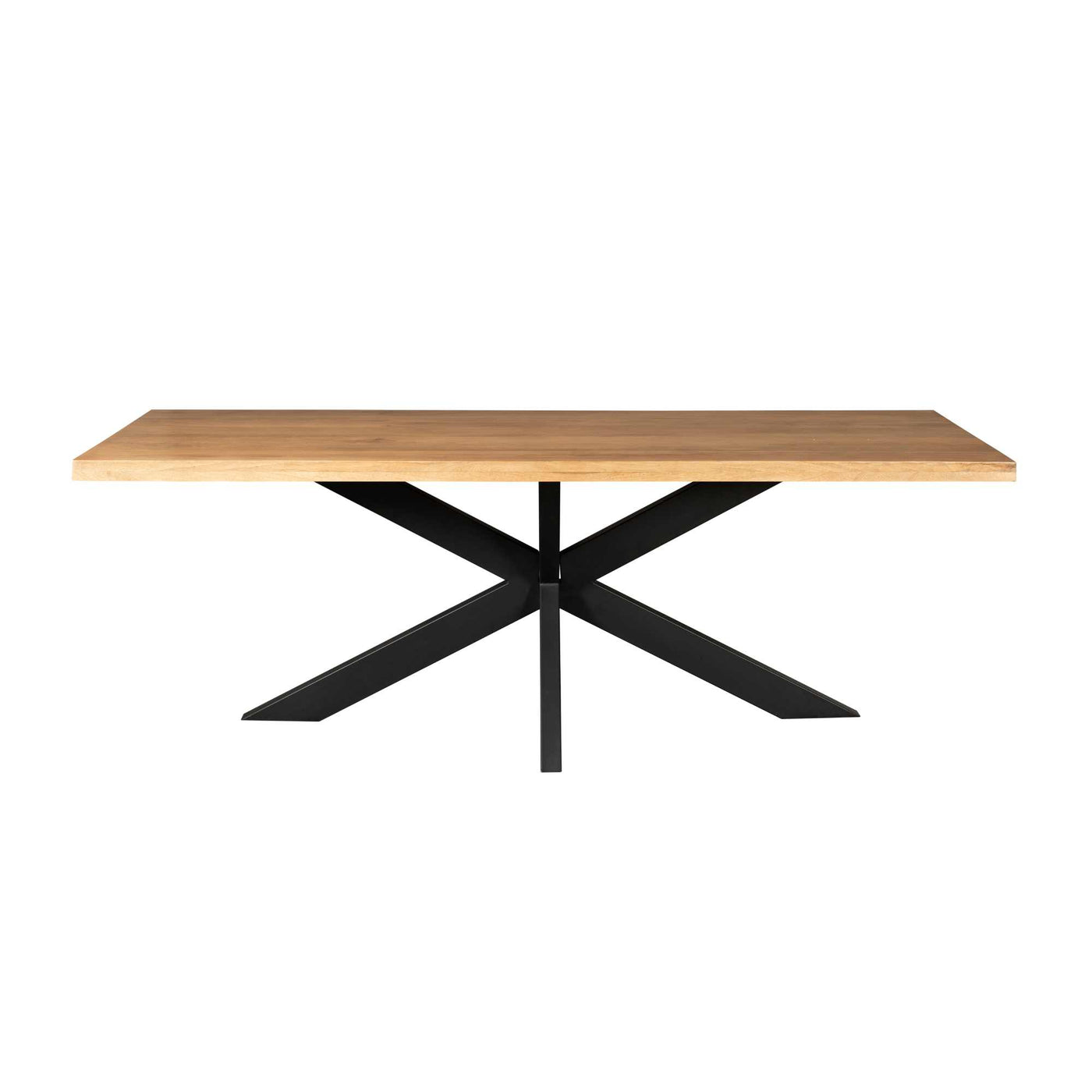 Table de salle à manger Denber en bois de manguier de 160 à 300 cm en 6 cm avec piètement araignée