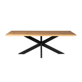 Table de salle à manger Denber en bois de manguier de 160 à 300 cm en 6 cm avec piètement araignée
