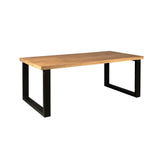 Esstisch Mumbai Mango 200 bis 300 in 6 cm Dicke Holz mit U Metall Gestell schwarz massiv 4 Größen