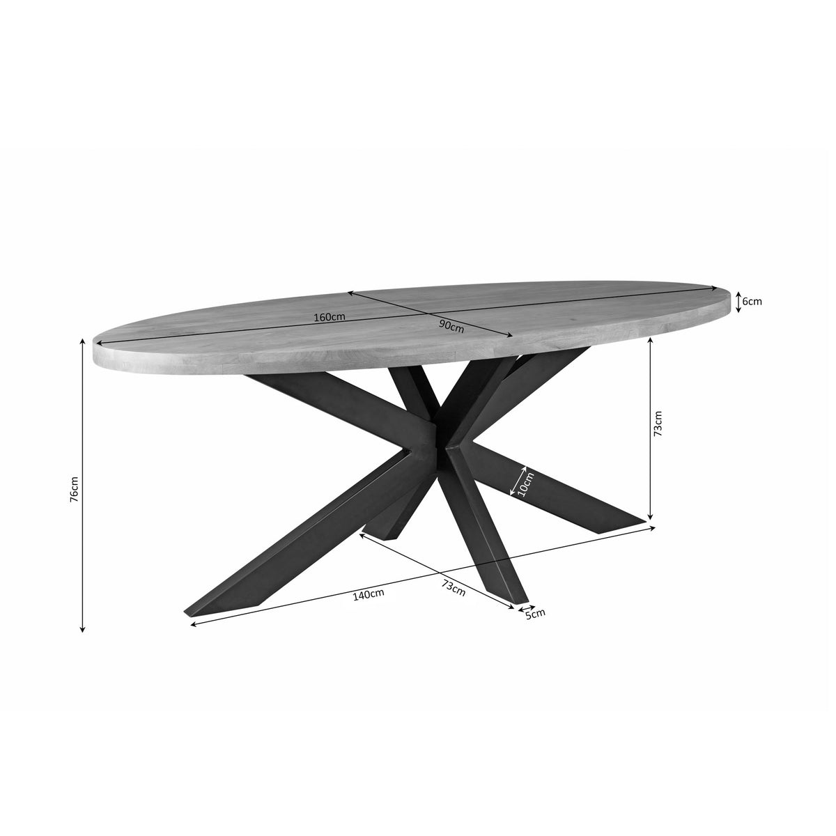 Esstisch oval Dakota Natur Mangoholz in 5 Größen