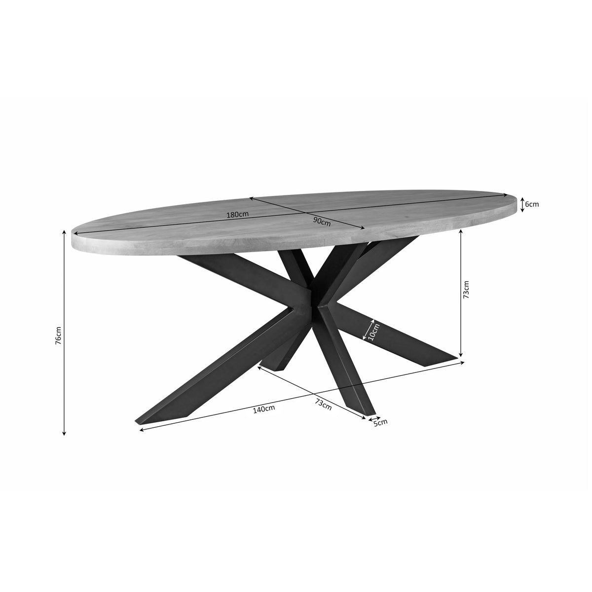 Esstisch oval Dakota Natur Mangoholz in 5 Größen