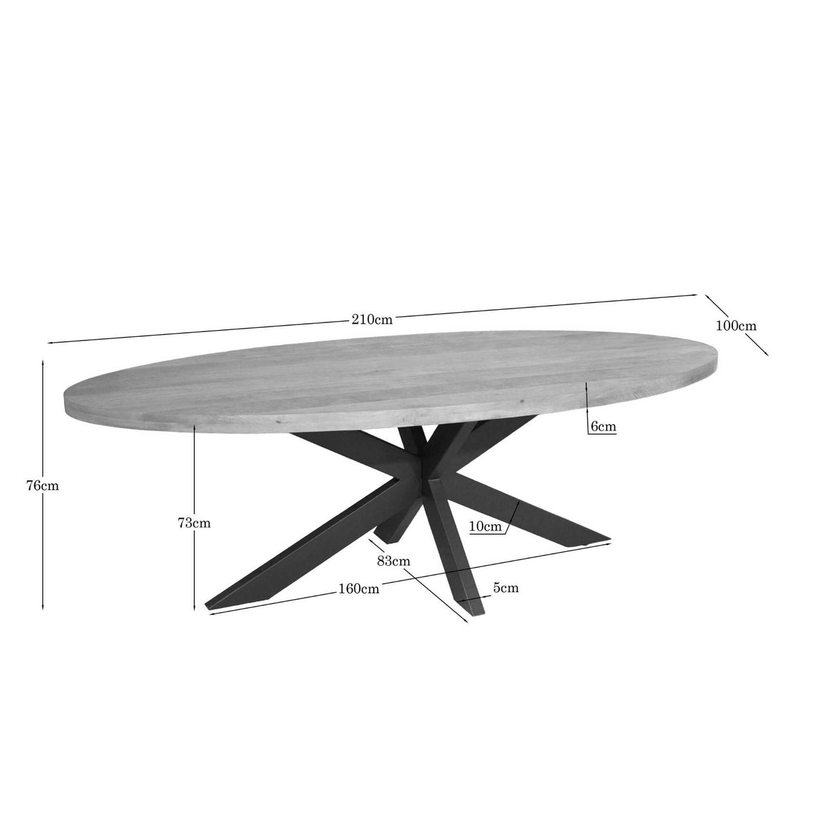 Esstisch oval Dakota Natur Mangoholz in 5 Größen