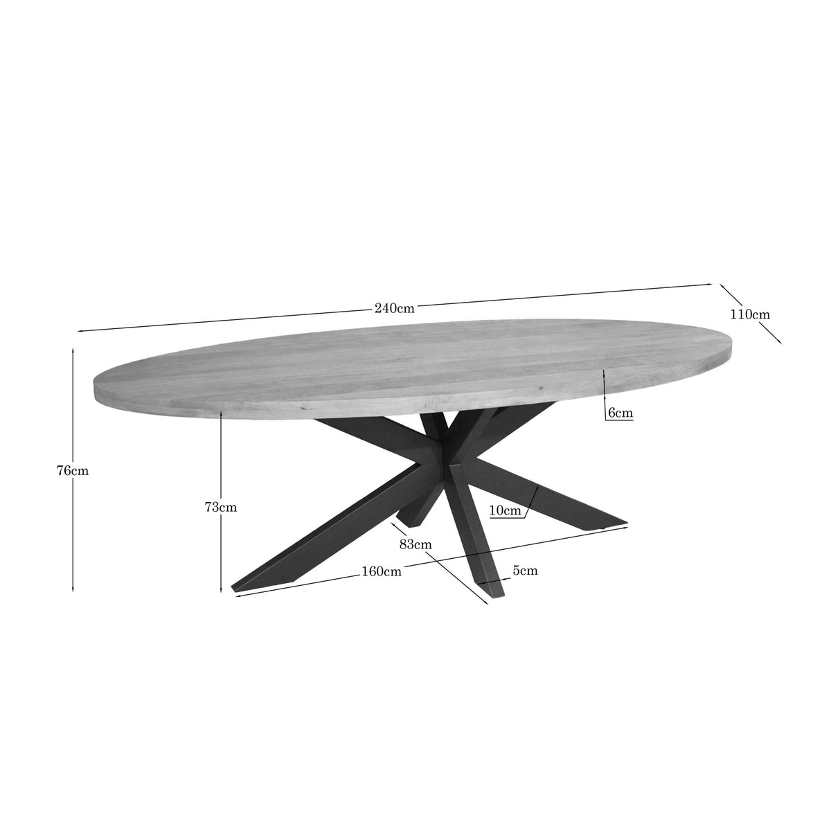 Esstisch oval Dakota Natur Mangoholz in 5 Größen