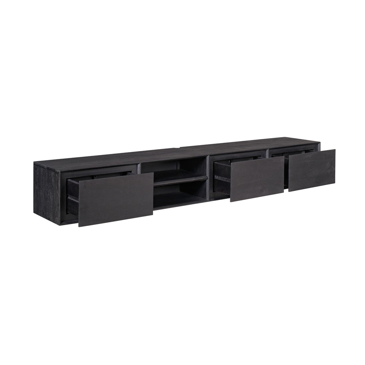 Hänge-TV-Lowboard Ambiance Schwarz Mangoholz in 5 Größen
