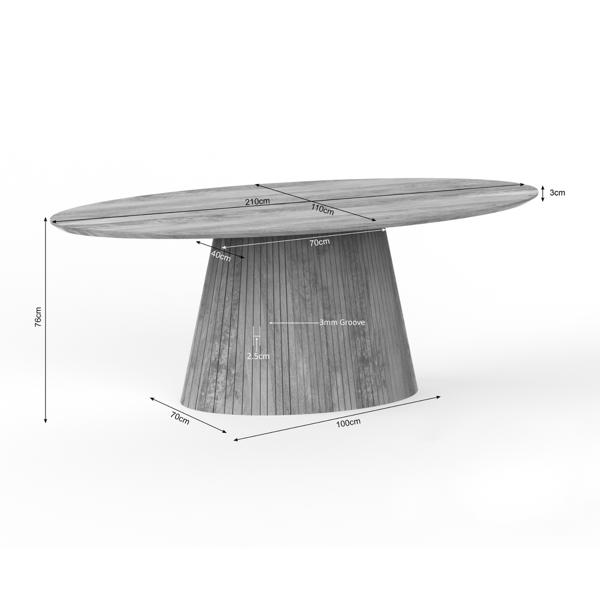 Esstisch oval Solana Natur Mangoholz in 2 Größen