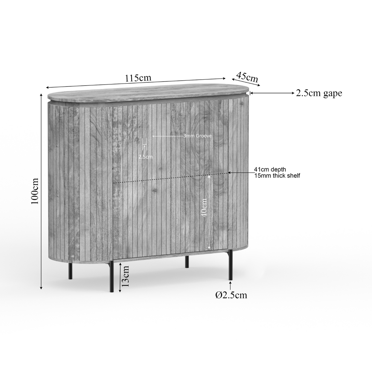 Kabinettschrank Solana Natur Mangoholz 115 cm