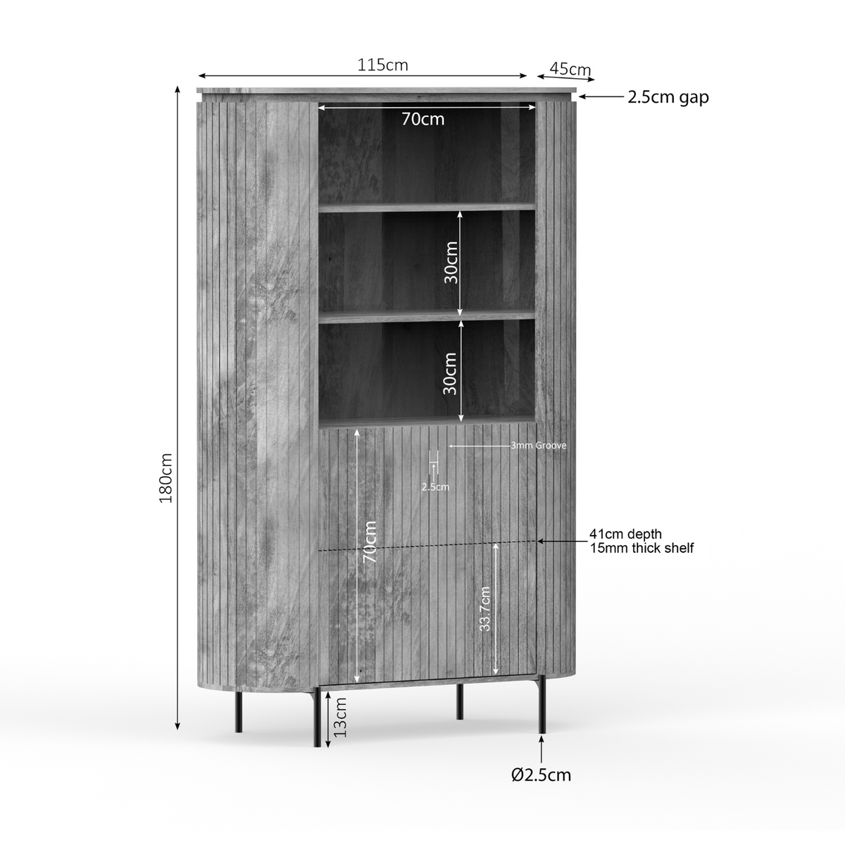 Wandschrank Solana Natur Mangoholz 115 cm