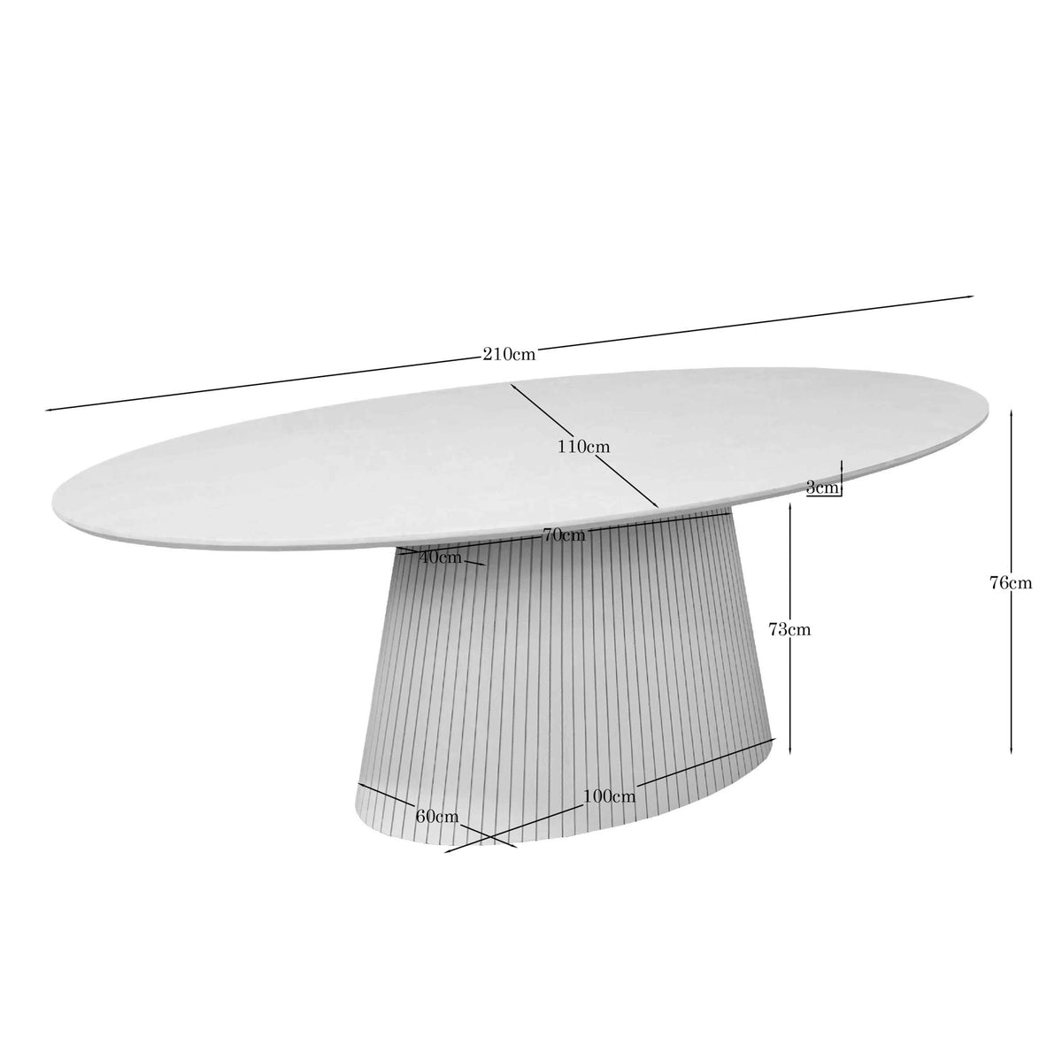 Esstisch oval Solana Sand Mangoholz in 2 Größen