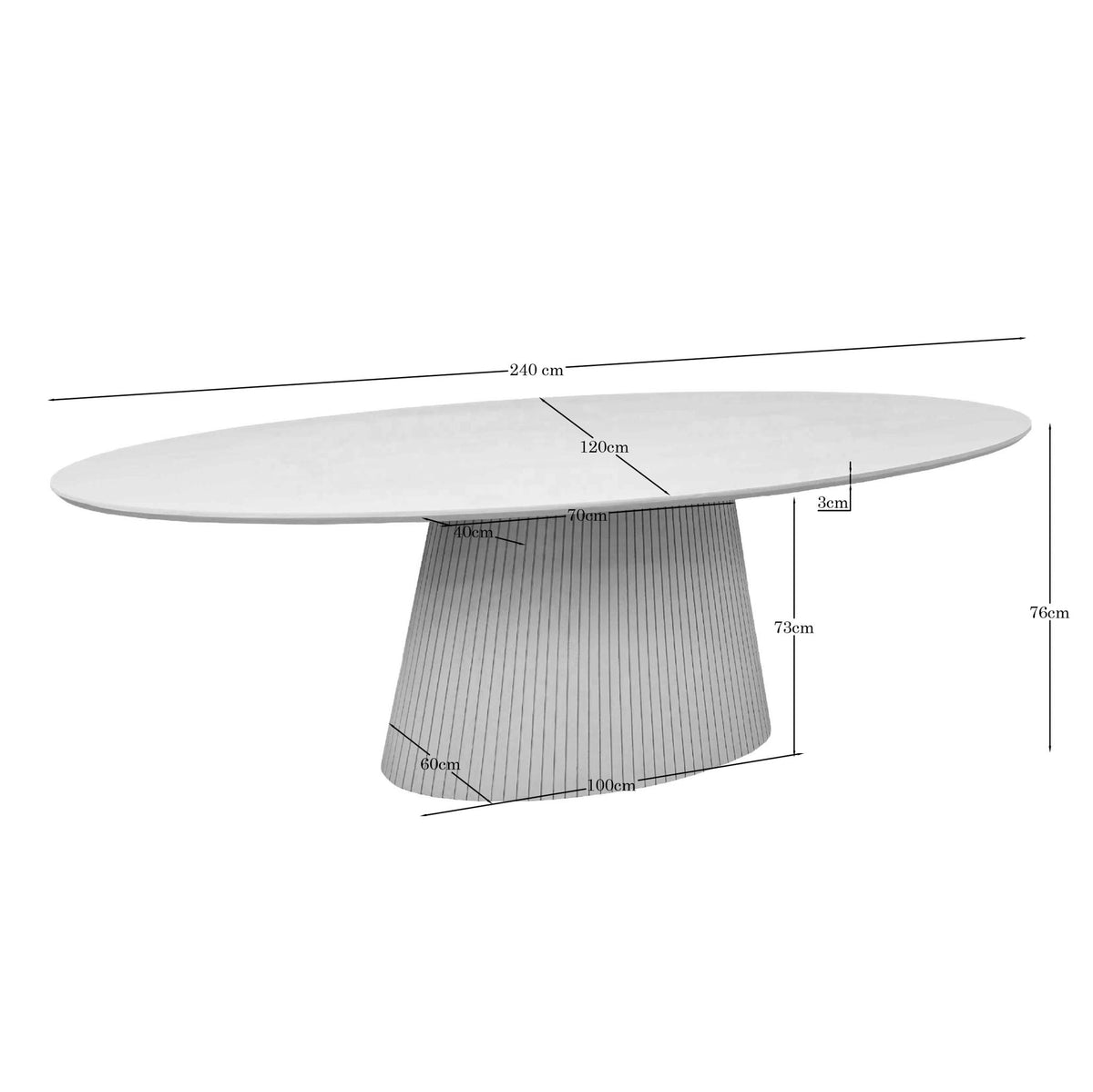 Esstisch oval Solana Sand Mangoholz in 2 Größen